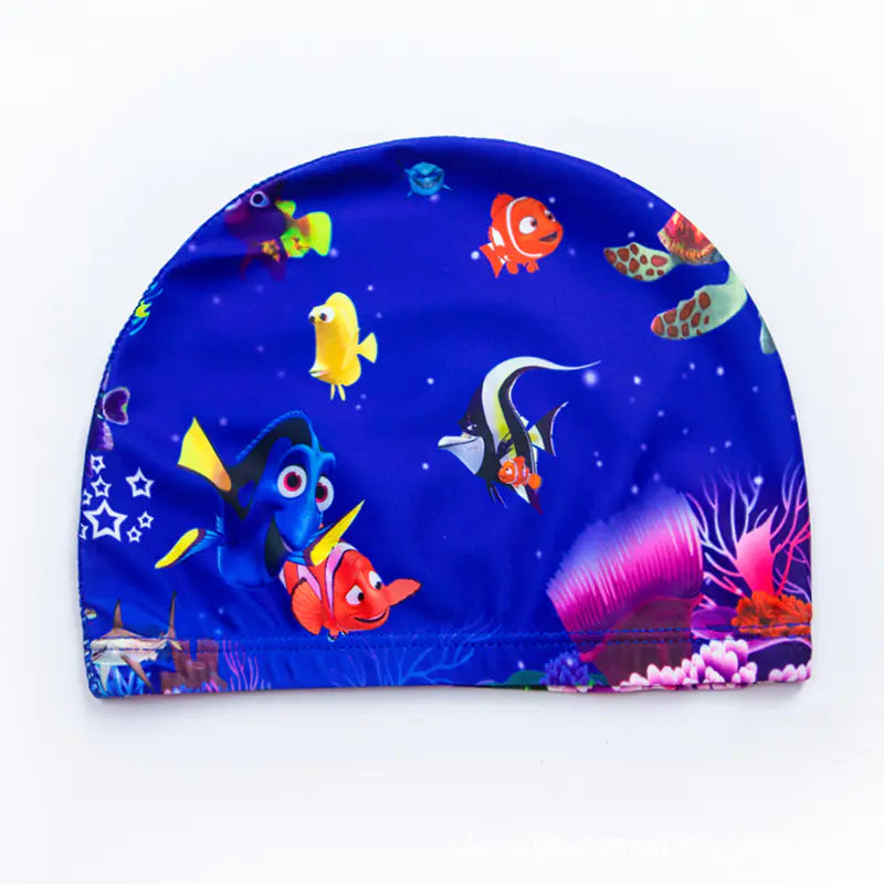 "🐬 AquaBuddies™ Swim Cap – 🧒💦 Comfy Fit for Short & Long Hair | Cute Cartoon Fun! 🎨 "