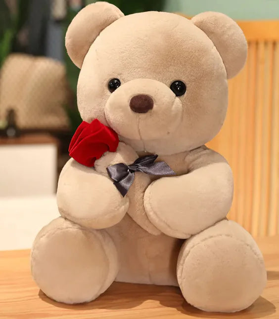 Hugging Roses Teddy Bear Plush Pillow - The Little Big Store