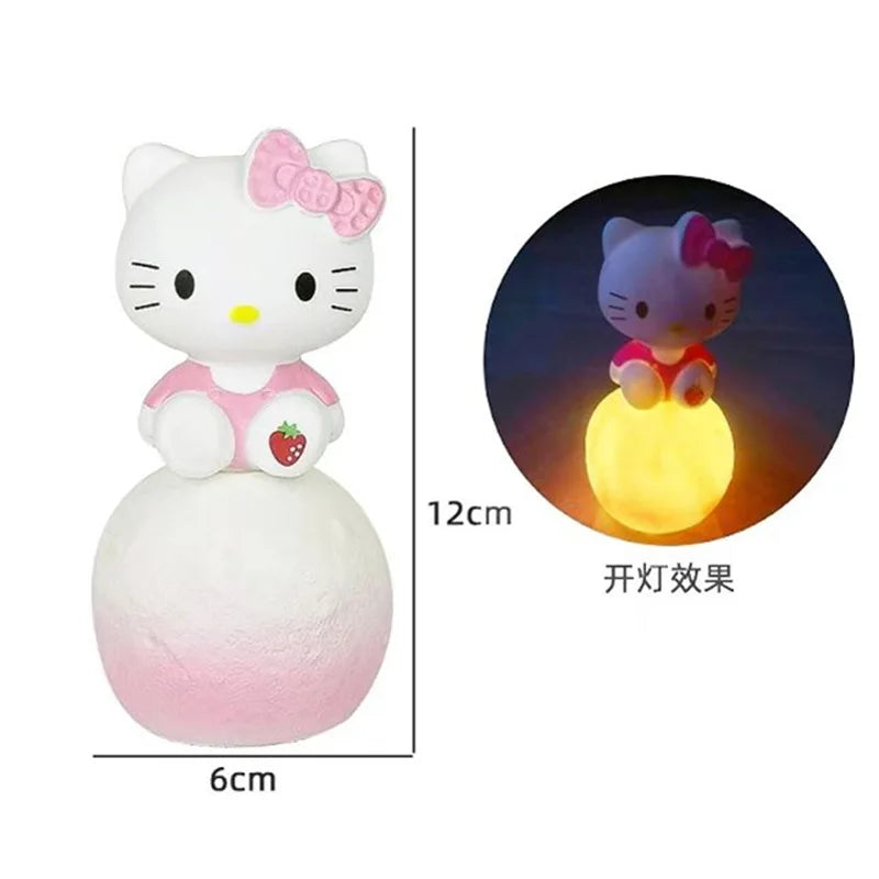 Anime Sanrio Hello Kitty Kuromi Cinnamoroll Melody Night Light Glowing Children Toy Bedside Lamp Kawaii Cute Kids Birthday Gift