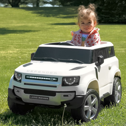 Land Rover Defender 12V Kids Ride-On Car with R/C Parental Remote | White - The Little Big Store