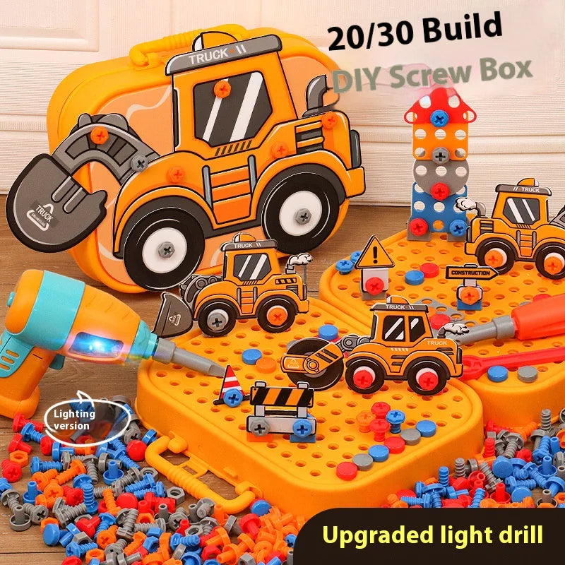 Kids Electric Screw Tool Box β 210 to 220 PCS DIY Construction Toy Set with Optional Electric Drill for Creative Building Play