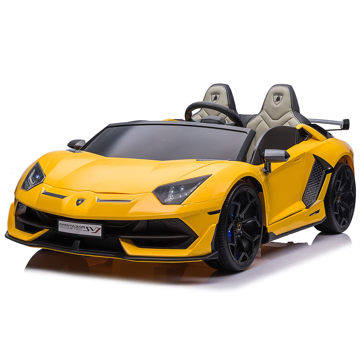 Lamborghini Aventador SVJ 24V Kids Ride-On Car with R/C Parental Remote | Yellow - The Little Big Store