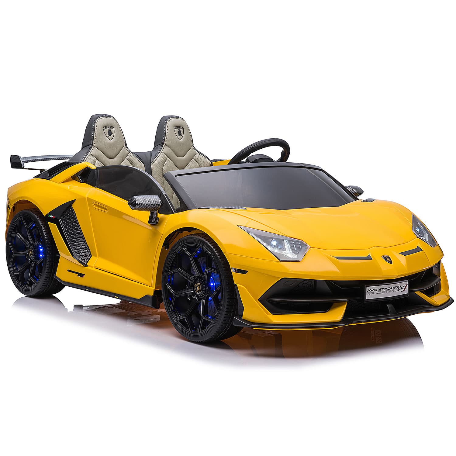 Lamborghini Aventador SVJ 24V Kids Ride-On Car with R/C Parental Remote | Yellow - The Little Big Store