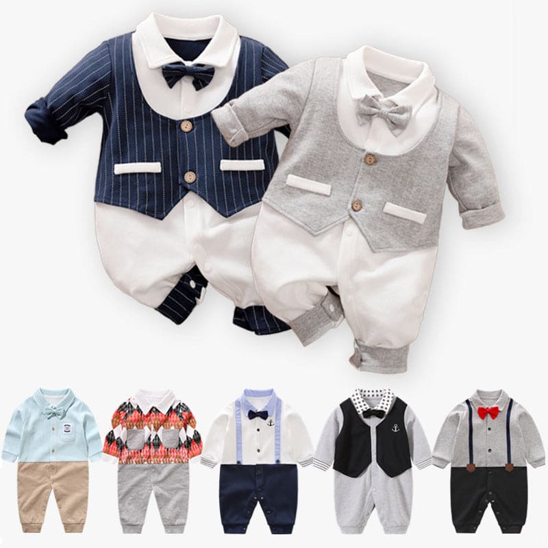 Lil' Gentlemen's Essentials: Classy Long Sleeve Baby Onesies - The Little Big Store
