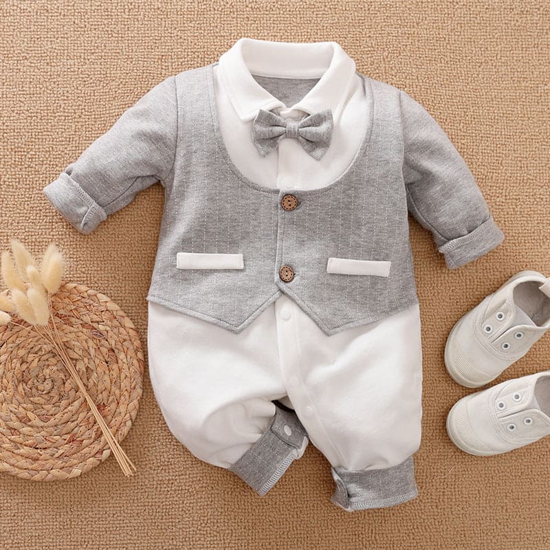 Lil' Gentlemen's Essentials: Classy Long Sleeve Baby Onesies - The Little Big Store