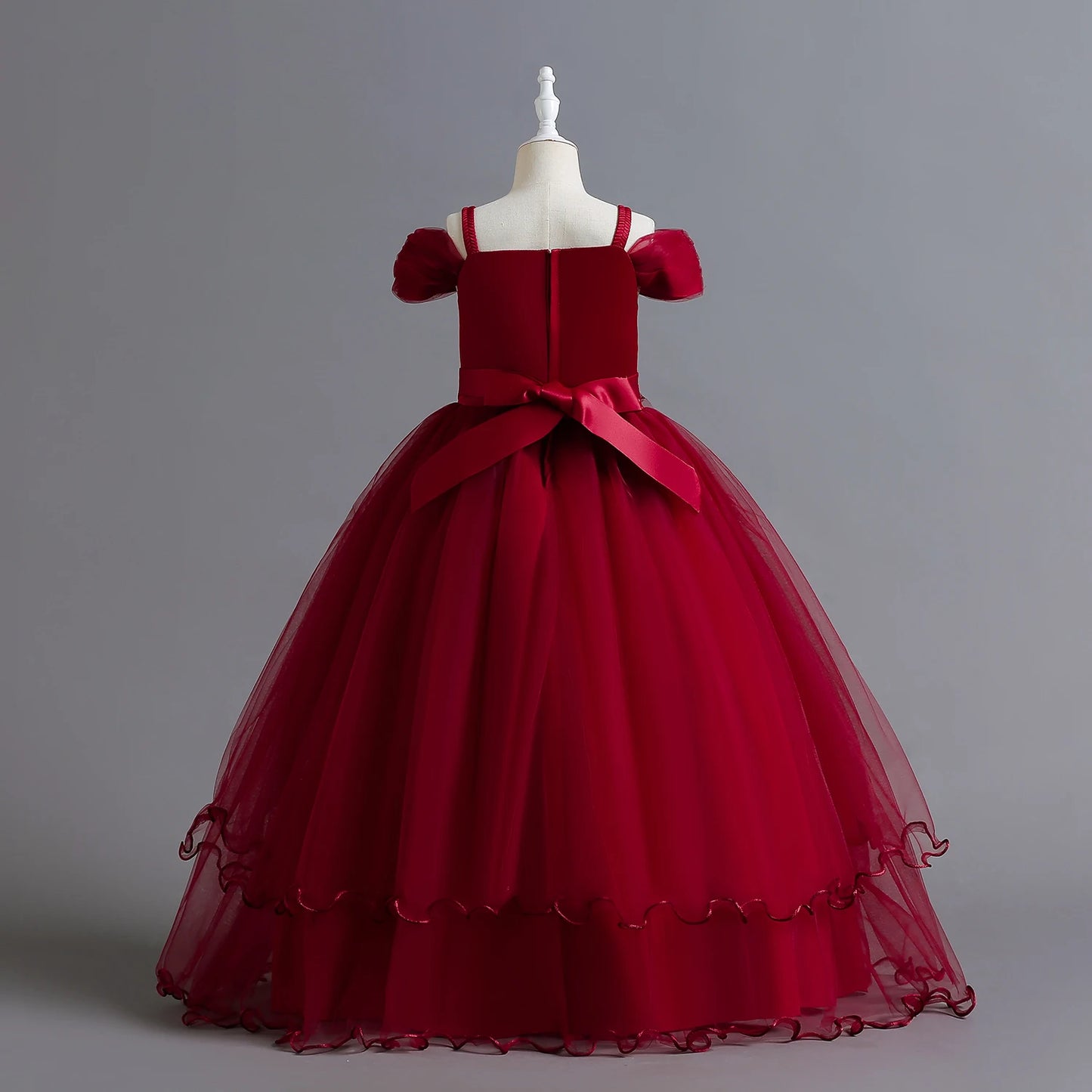 Radiant Royalty: Appliquéd Flower Princess Gown - The Little Big Store