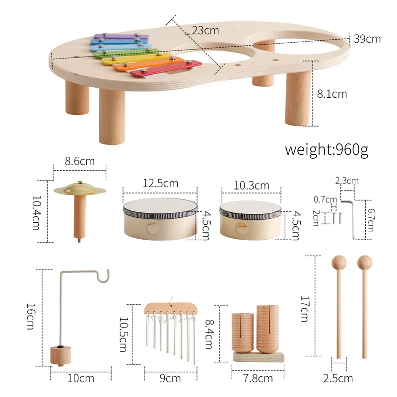 Wooden Bandstand Model Removable Set Mobile Drum