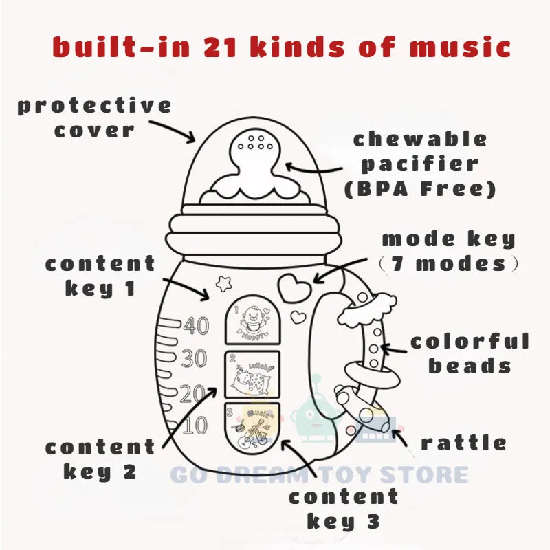 Melody Muncher: Baby Musical Feeding Bottle Pacifier - Soothing Sounds for Little Ones! - The Little Big Store