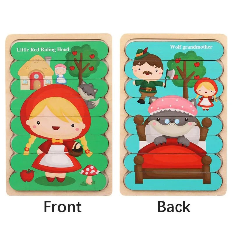 🧩 Wonder Woodies™: Cartoon Animal Double-sided Strip Wooden Puzzles 🐾 - The Little Big Store