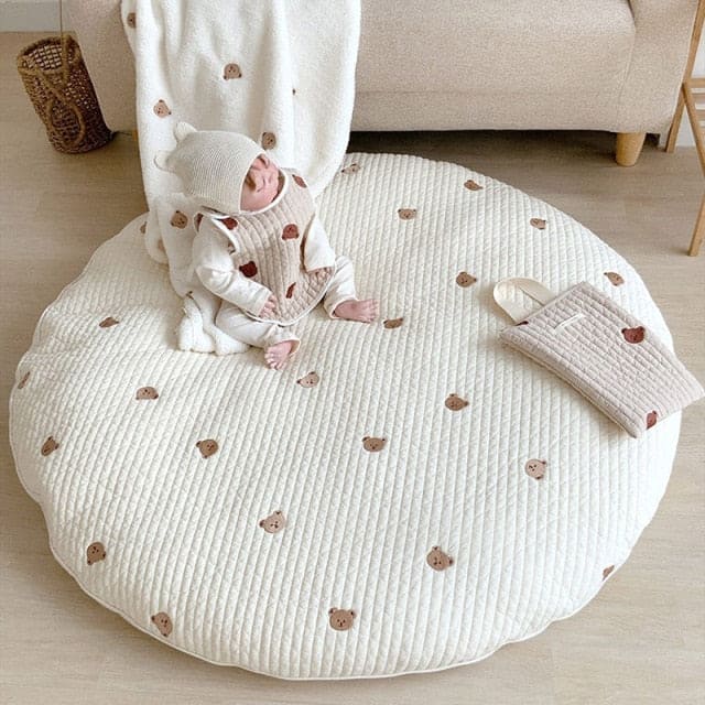 🐻 CuddleBears™: Embroidered Baby Mat for Snuggly Play 🍼