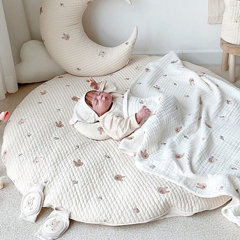🐻 CuddleBears™: Embroidered Baby Mat for Snuggly Play 🍼