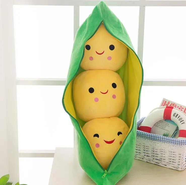 Peek-a-Pod: Adorable Baby Peas in a Pod Plush Toy – Cuddly Plant Doll for Kids