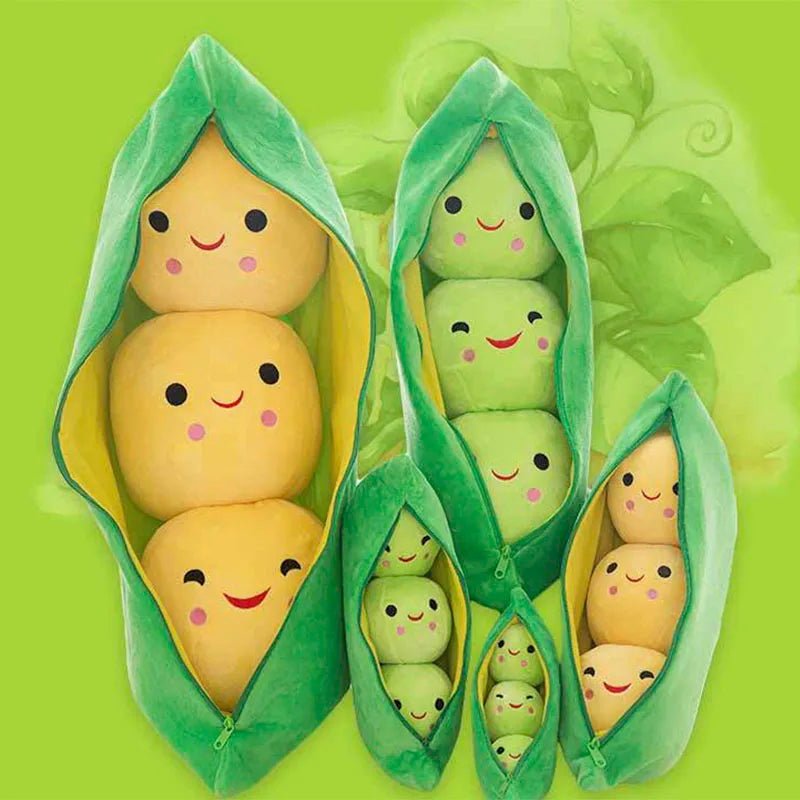 Peek-a-Pod: Adorable Baby Peas in a Pod Plush Toy – Cuddly Plant Doll for Kids