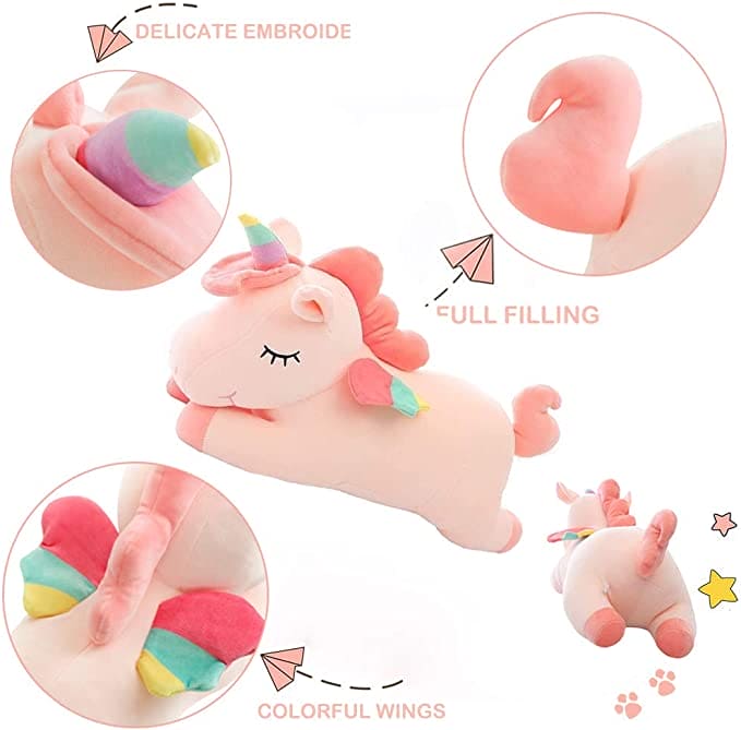 Fluffy and Safe: Soft Down Cotton Stuffed Kneeling Doll Toy for Kids - Perfect Gift in Pink/White