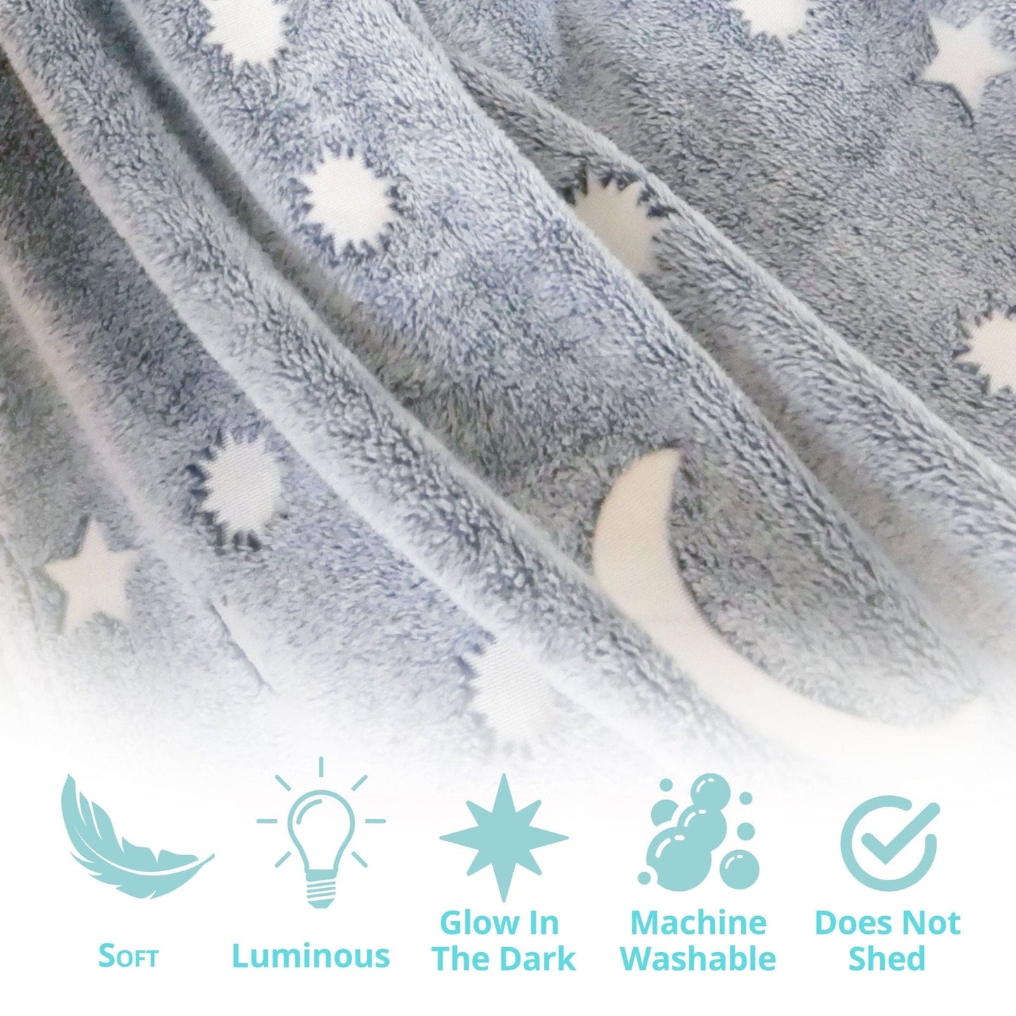 Glow in the Dark Blanket & Pillow Set-Gray & Blue - The Little Big Store