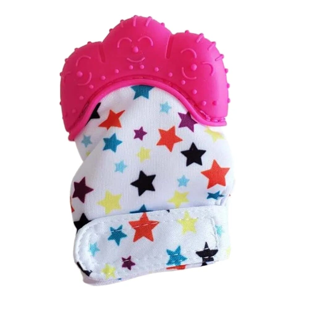 Keep Teething Troubles at Bay with our Heart & Star Print Silicone Teether Mitten! ππΆπ¦· - The Little Big Store