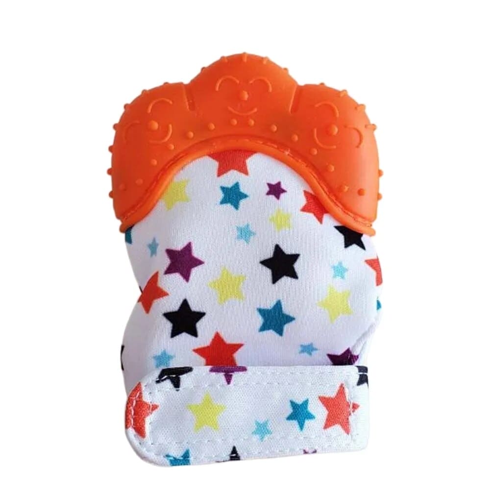 Keep Teething Troubles at Bay with our Heart & Star Print Silicone Teether Mitten! ππΆπ¦· - The Little Big Store