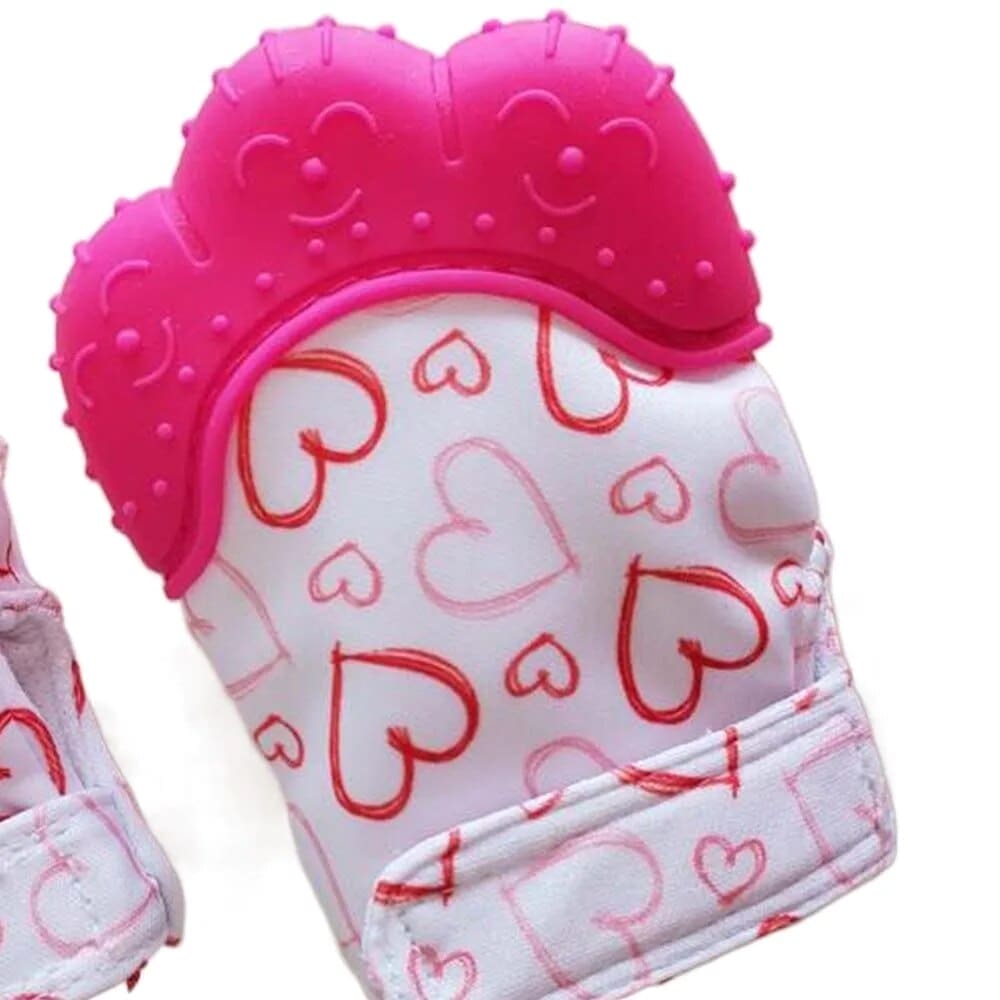 Keep Teething Troubles at Bay with our Heart & Star Print Silicone Teether Mitten! ππΆπ¦· - The Little Big Store