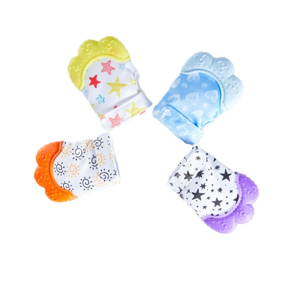 Keep Teething Troubles at Bay with our Heart & Star Print Silicone Teether Mitten! ππΆπ¦· - The Little Big Store