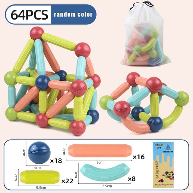 🧲 MagnaStix™ Magnetic Building Blocks Set for Kids