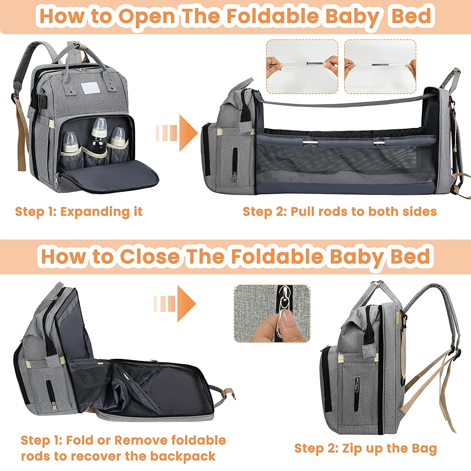 💤 Your Baby’s Dream Haven: Ultimate Portable Bed & Diaper Bag Combo! 🎒🍼