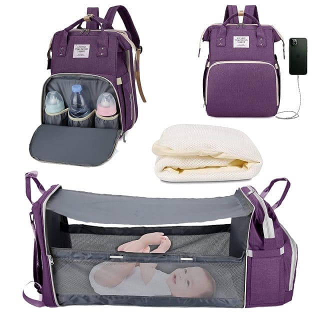 💤 Your Baby’s Dream Haven: Ultimate Portable Bed & Diaper Bag Combo! 🎒🍼