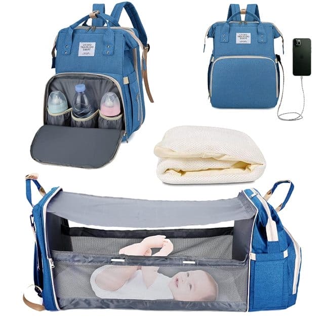 💤 Your Baby’s Dream Haven: Ultimate Portable Bed & Diaper Bag Combo! 🎒🍼