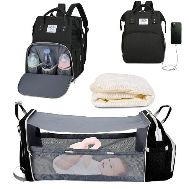 💤 Your Baby’s Dream Haven: Ultimate Portable Bed & Diaper Bag Combo! 🎒🍼