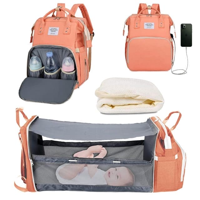 💤 Your Baby’s Dream Haven: Ultimate Portable Bed & Diaper Bag Combo! 🎒🍼