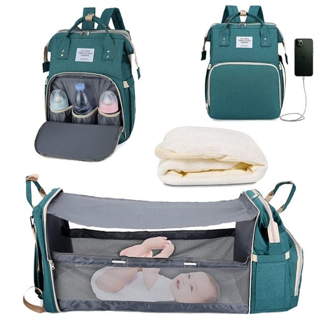 💤 Your Baby’s Dream Haven: Ultimate Portable Bed & Diaper Bag Combo! 🎒🍼