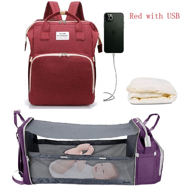 💤 Your Baby’s Dream Haven: Ultimate Portable Bed & Diaper Bag Combo! 🎒🍼