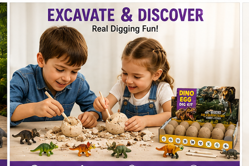 Dinosaur Excavation Kit with 12 Surprise Eggs | STEM Fossil Dig Toy for Kids