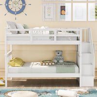 Stairway Twin-Over-Twin Bunk Bed with Storage and Guard Rail for Bedroom, Dorm, White color(OLD SKU :LP000109AAK) - The Little Big Store