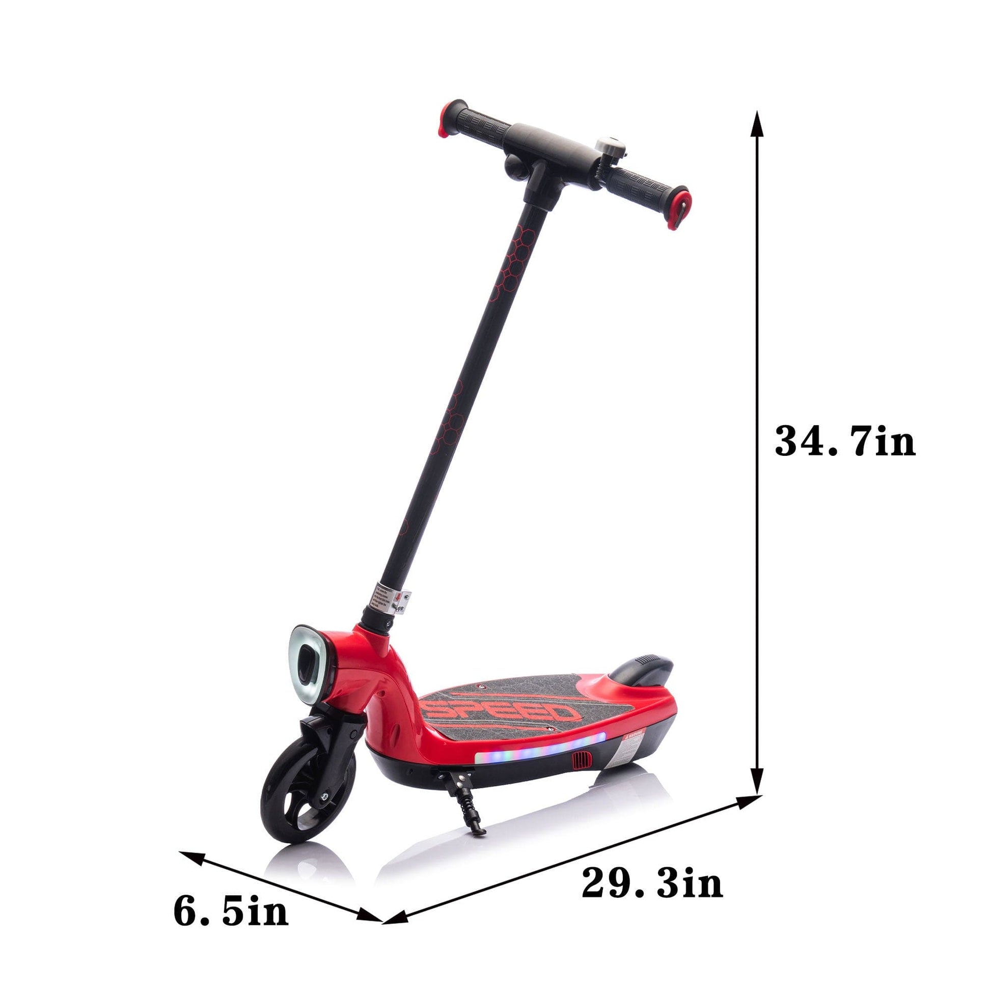 Kids Ride On Electric Scooter With Kickstand,Scooter Bell,Faster Speed And Longer Usage Time,Rear Brake,Wider Pedal,Non-Slip Handle,Colorful LED Lights,5.59-6.84 MPH For Kids 6+. - The Little Big Store