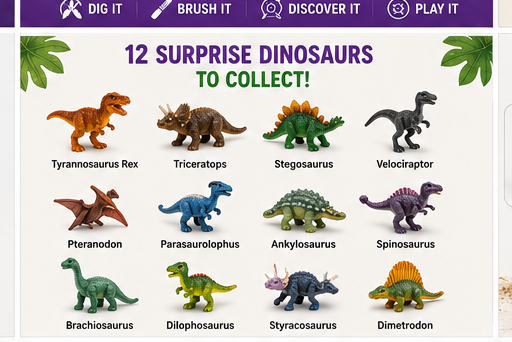 Dinosaur Excavation Kit with 12 Surprise Eggs | STEM Fossil Dig Toy for Kids