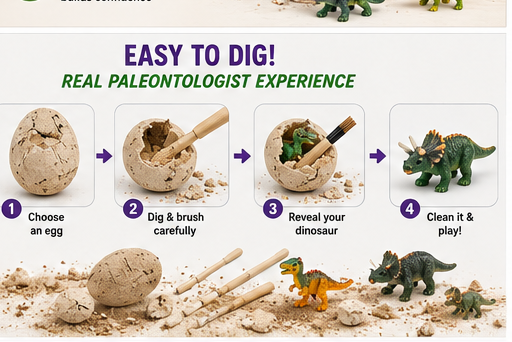 Dinosaur Excavation Kit with 12 Surprise Eggs | STEM Fossil Dig Toy for Kids