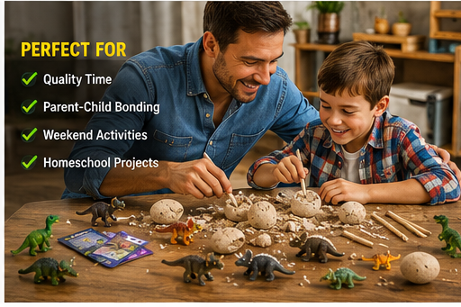 Dinosaur Excavation Kit with 12 Surprise Eggs | STEM Fossil Dig Toy for Kids