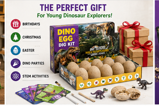 Dinosaur Excavation Kit with 12 Surprise Eggs | STEM Fossil Dig Toy for Kids