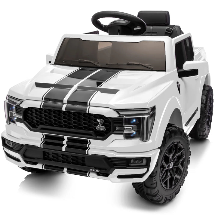 Electric Car for Kids, Licensed Ford-Shelby F-150 12V Ride on Truck Toys for Toddlers W/ Remote, 2-Hour Drive Time - White