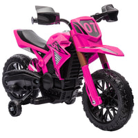 Qaba Kids Motorcycle, 6V Battery Powered Dirt Bike with Training Wheels, Horn & Start Sound, Electric Motorcycle for Kids 3-8 Years, Pink