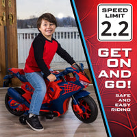 6V Spiderman Motorcycle, Battery Ride on Toy, for Kids, Ages 3+