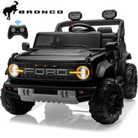 24V 2 Seater Ride on Cars, Licensed Ford Bronco Raptor Powered Ride on Toys Truck with Remote Control, 4 Wheels Spring Suspension, Bluetooth, LED Light, Electric Cars for Kids Ages 3-8 Gifts, Black
