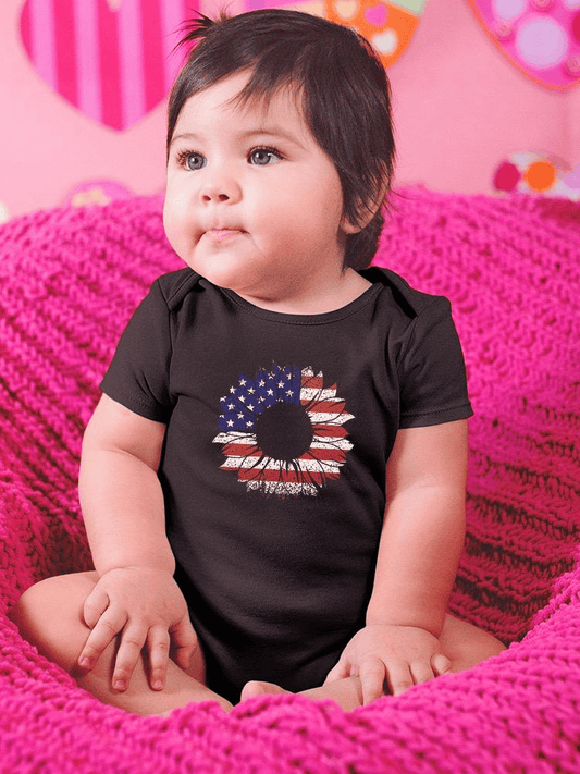 Flag And Sunflower Bodysuit Baby's -SmartPrintsInk Designs - The Little Big Store