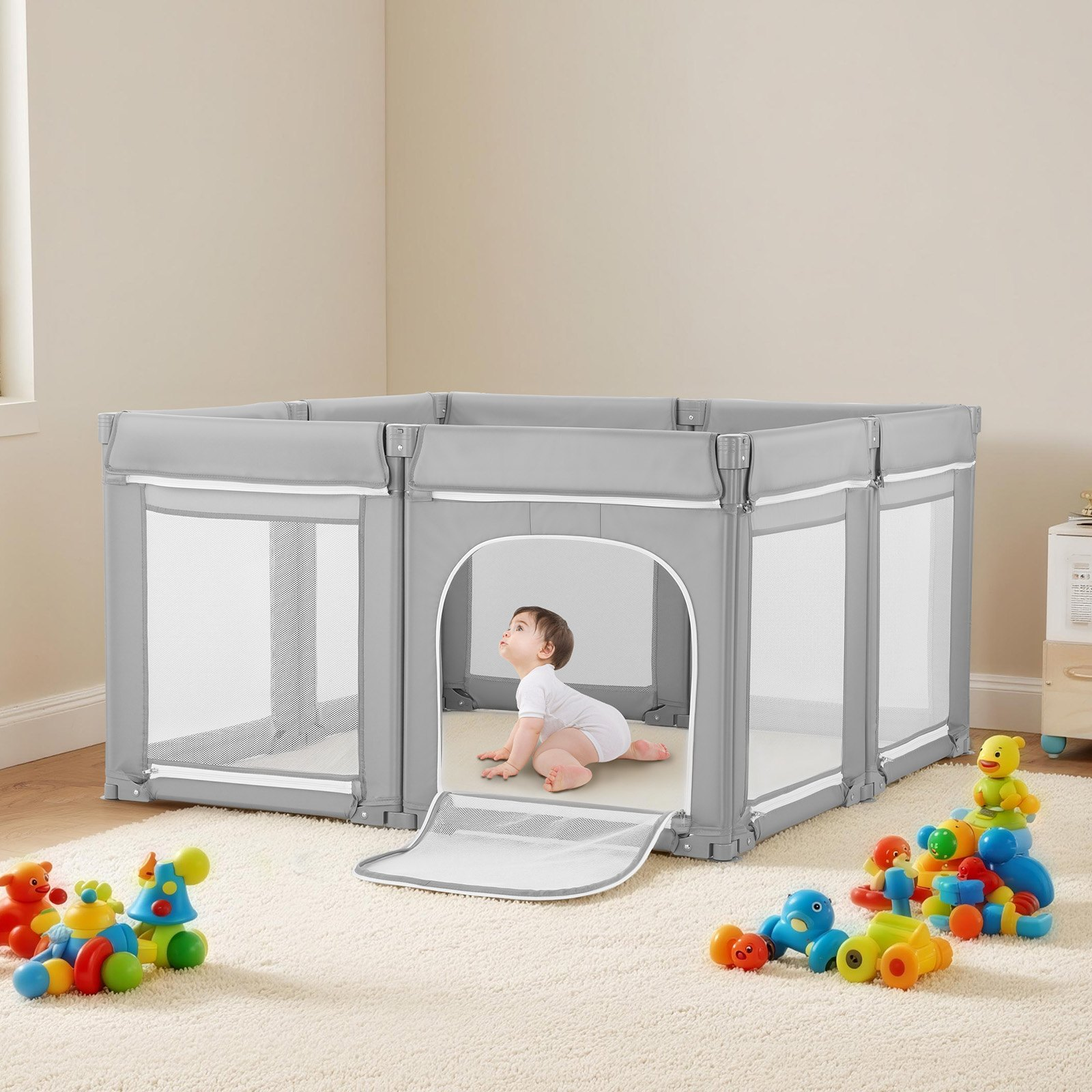 Baby Playpen Foldable Activity Center – 47.2" Indoor & Outdoor Safety Play Yard
