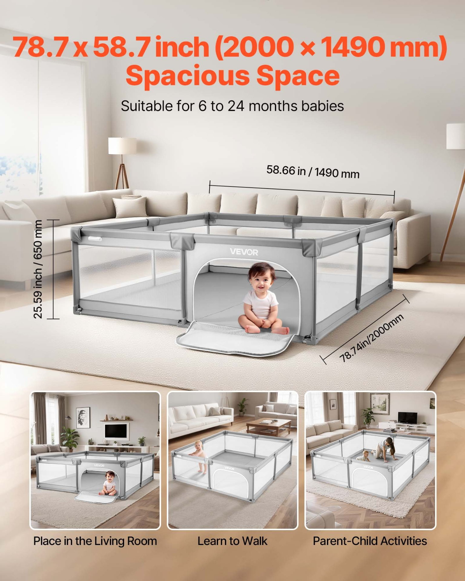 Large Baby Playpen with Balls – Indoor Outdoor Safety Activity Center