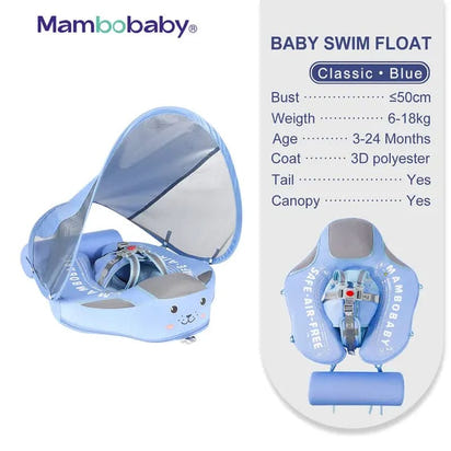 SplashVIP Baby Float: Ultimate Non-Inflatable Swim Trainer with Canopy - The Little Big Store