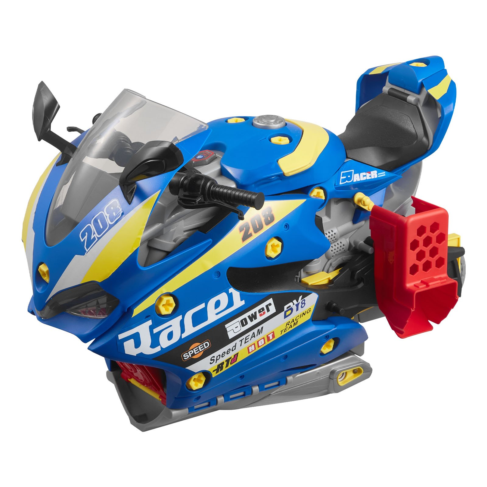 VEVOR Motorcycle Engine Toy, 25 Pieces, Motorcycle Mechanic Toy with Removable Parts, Lights & Sounds, Simulated Riding & Track Racing, Kids Mechanic Workshop Set for Toddler 3 Years and Up, Blue