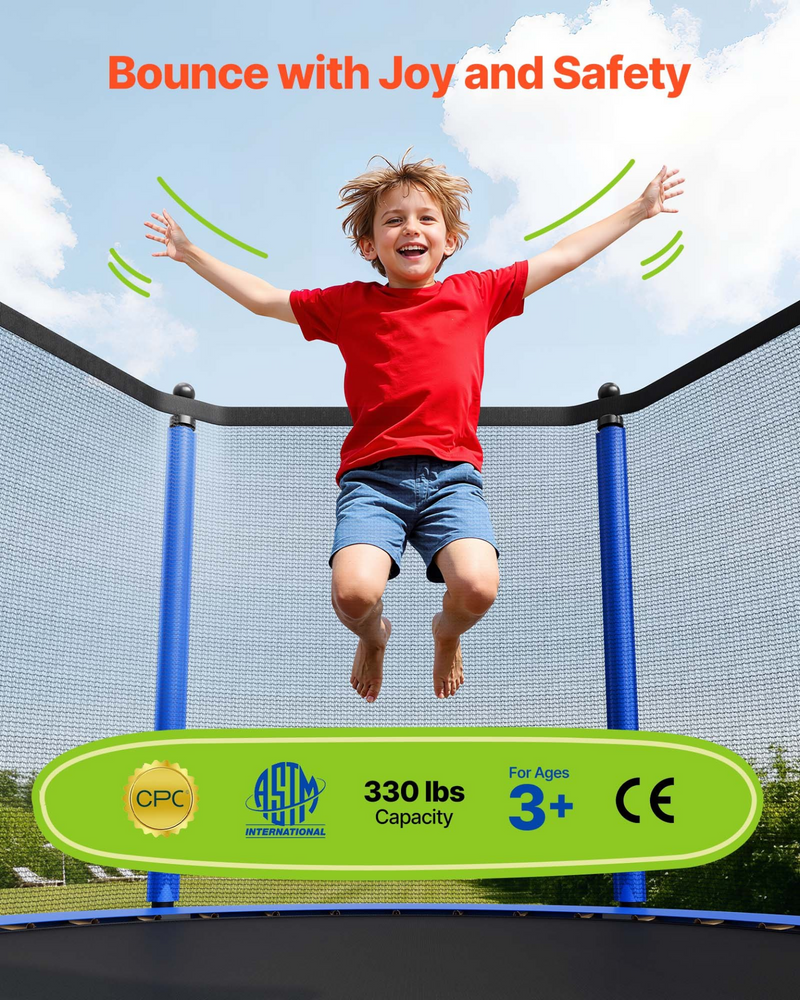 10FT Outdoor Trampoline with Safety Enclosure | Heavy-Duty Backyard Trampoline for Kids & Adults