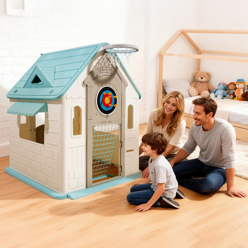 5-in-1 Outdoor Playhouse for Kids – Cottage Slide & Activity Play Set (Ages 2+)