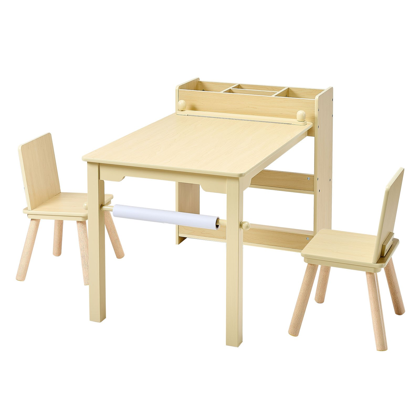 Kids Art Table and Chair Set with Storage Cabinet – Wooden Activity Desk for Learning & Drawing